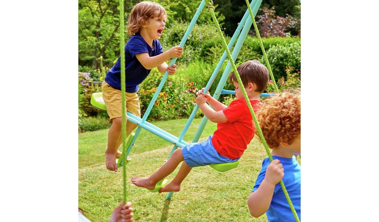 TP Toys Kids Double Swing Set With Glide Ride For Children Outdoor - Image 3
