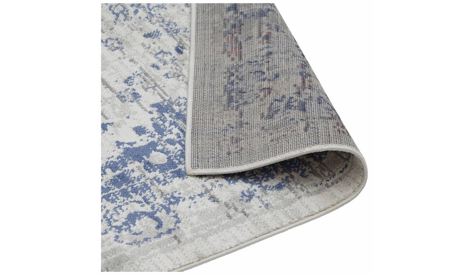 Traditional Natural & Blue Cut Pile Rug 230x160cm Classic Home Decor - Image 4