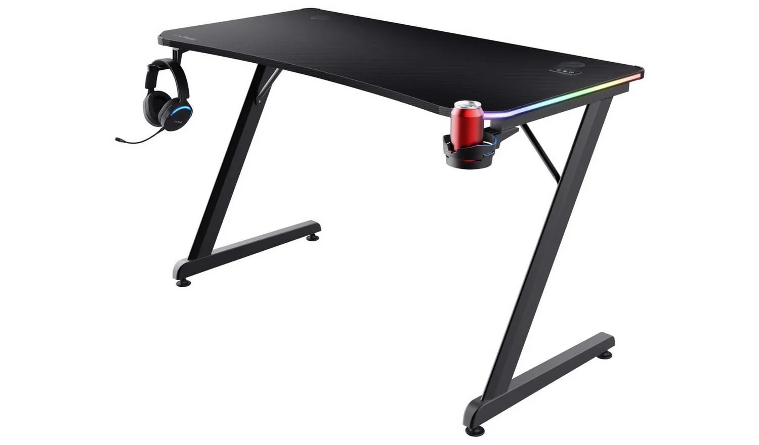 Trust GXT709 Luminus RGB Gaming Desk Black Fast Delivery UK - Image 2