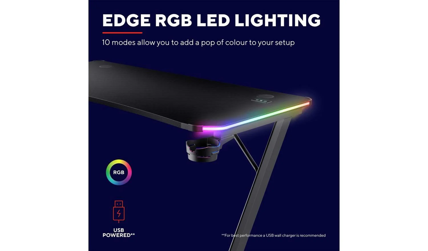 Trust GXT709 Luminus RGB Gaming Desk Black Fast Delivery UK - Image 6