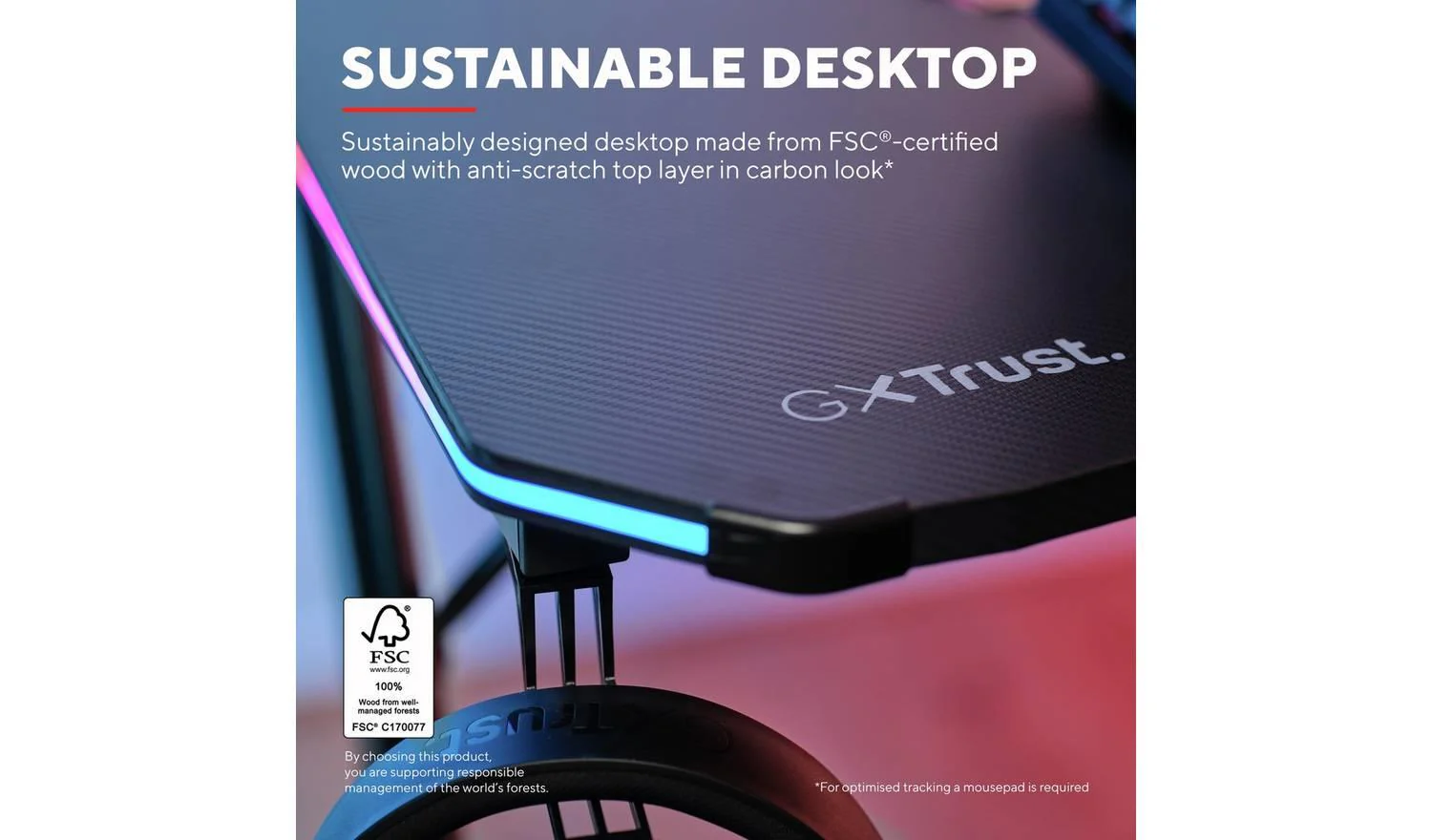 Trust GXT709 Luminus RGB Gaming Desk Black Fast Delivery UK - Image 8