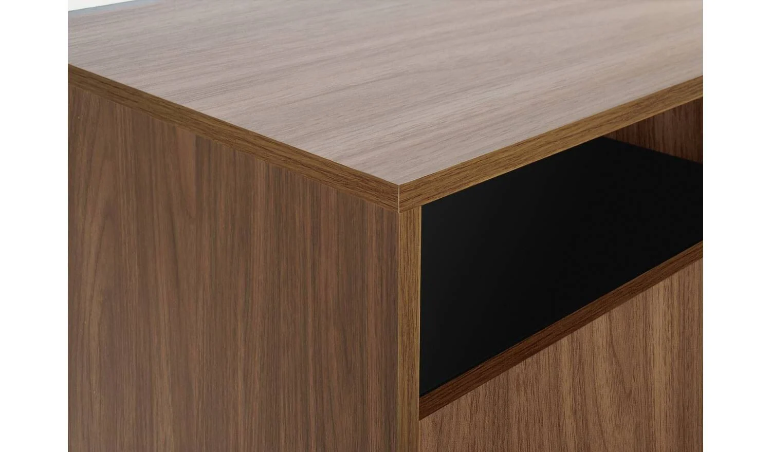 Turin 2 Door TV Unit Black & Walnut Effect Media Storage Cabinet - Image 5