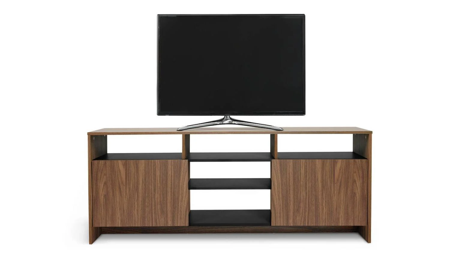 Turin 2 Door TV Unit Black & Walnut Effect Media Storage Cabinet - Image 6