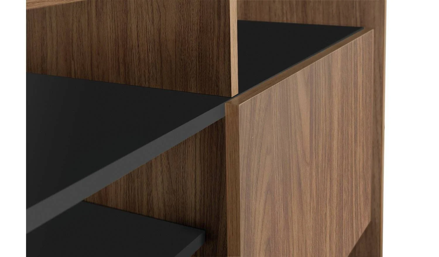 Turin 2 Door TV Unit Black & Walnut Effect Media Storage Cabinet - Image 7