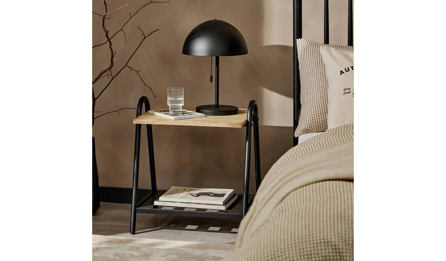 Turner Bedside Table Black Modern Bedroom Furniture Storage Nightstand - Image 3
