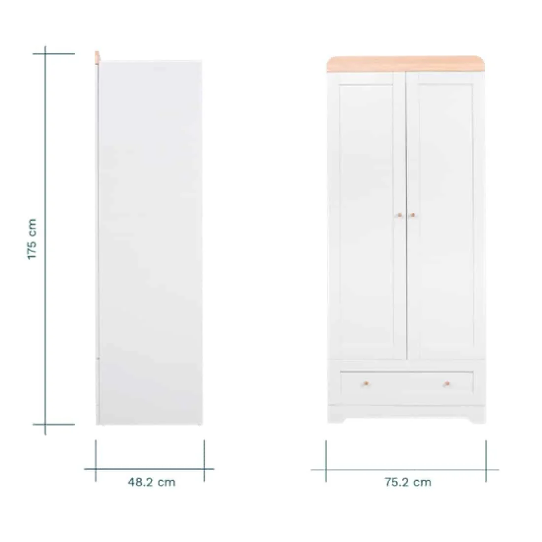 Rio Wardrobe Dove Grey Oak | Nursery Storage 175cm H - Image 3