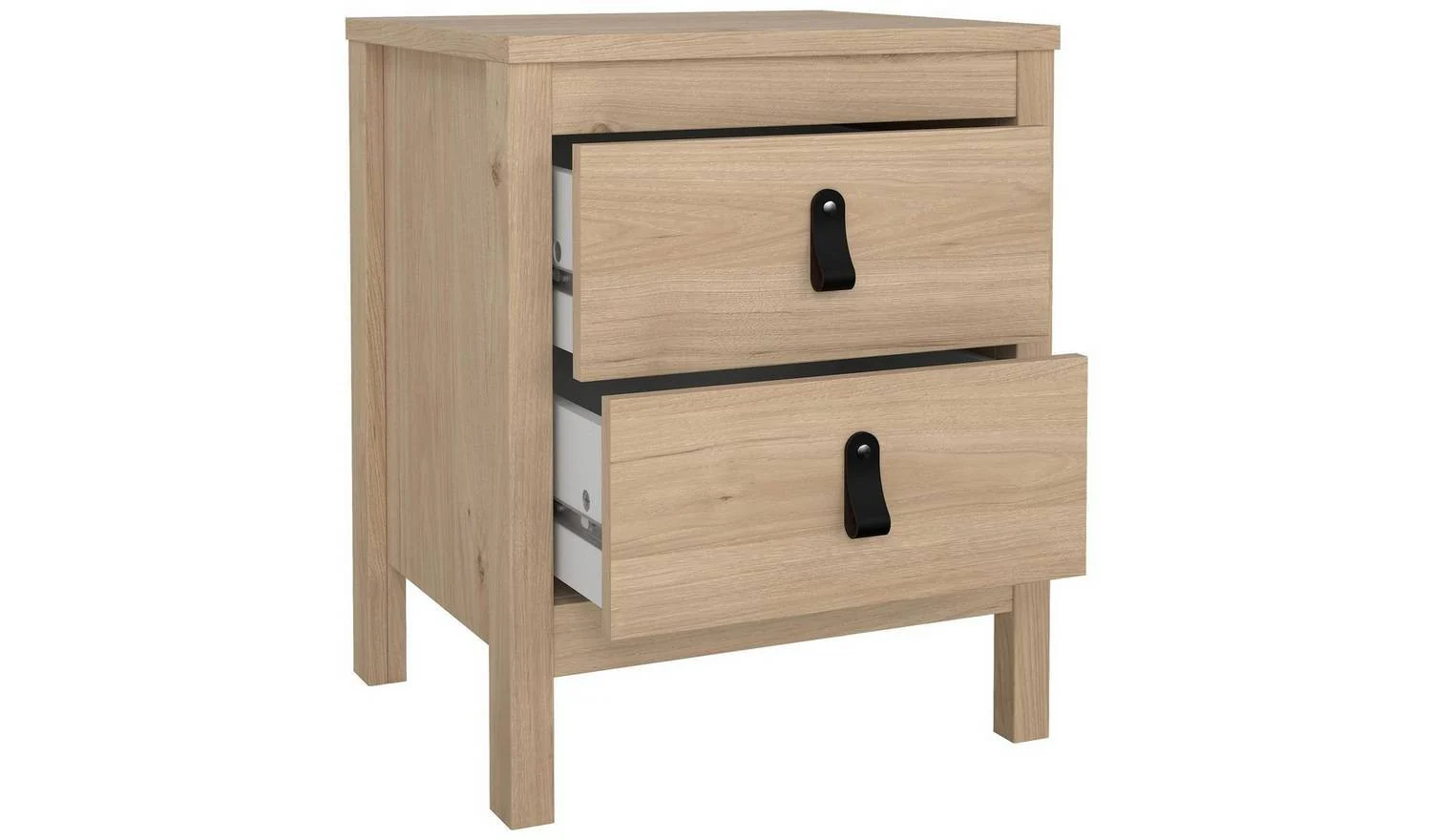 Tvilum Madrid 2 Drawer Bedside Table Oak Compact Nightstand With Drawers - Image 3