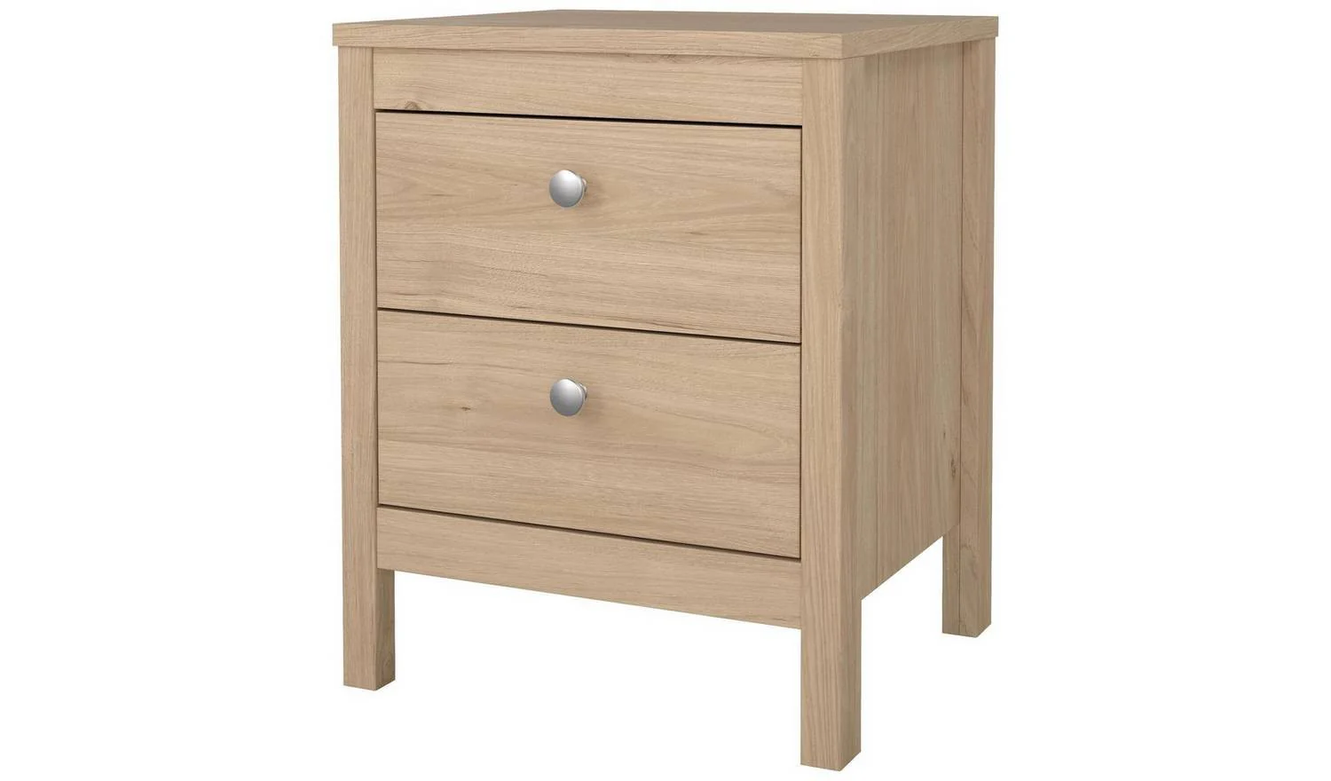 Tvilum Madrid 2 Drawer Bedside Table Oak Compact Nightstand With Drawers - Image 4