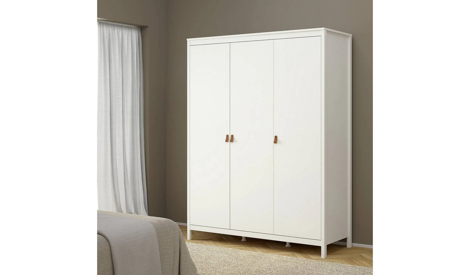 Tvilum Madrid 3 Door Wardrobe White Storage Organiser Bedroom Furniture - Image 3