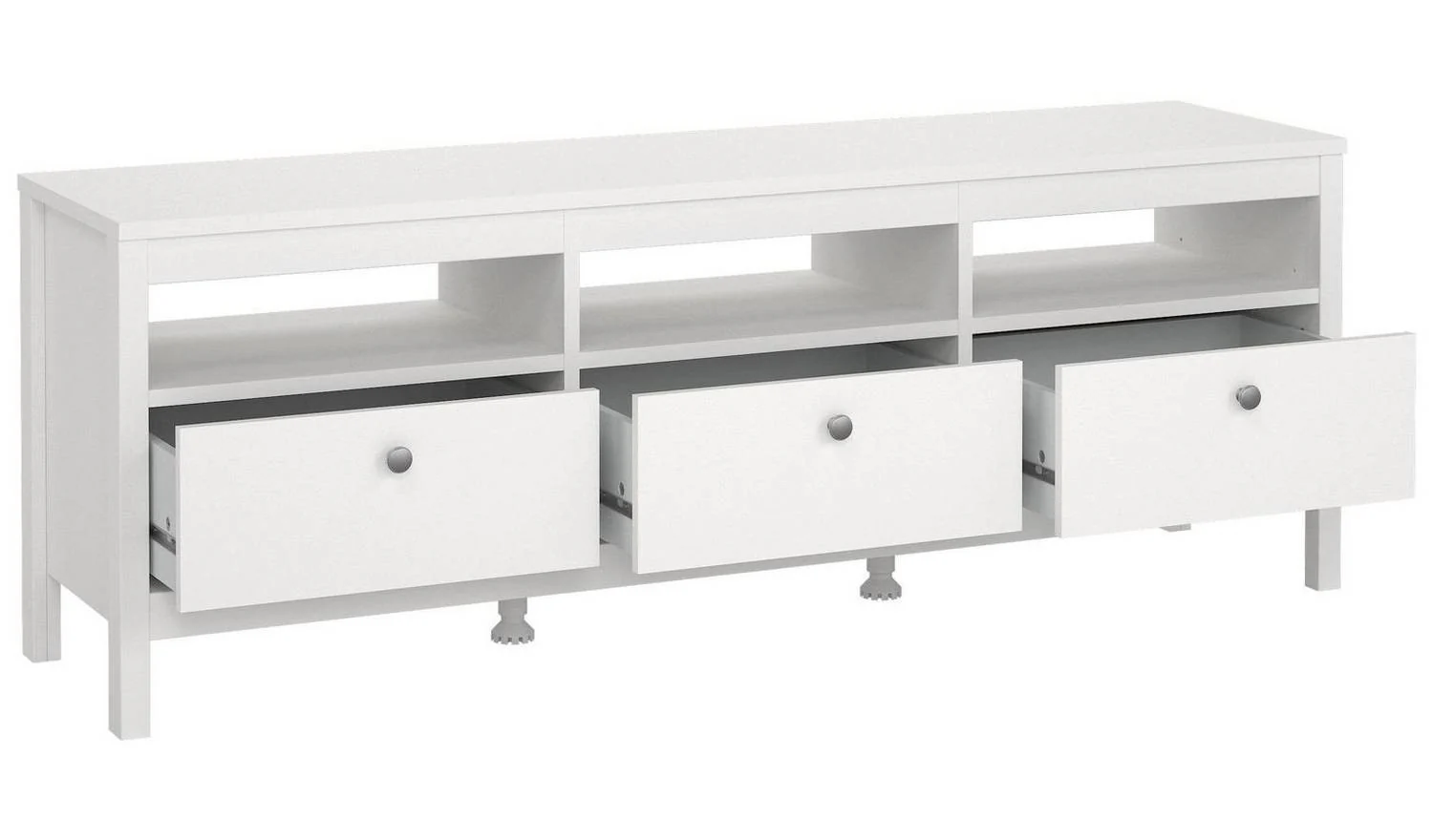 Tvilum Madrid 3 Drawer TV Unit White Media Storage Cabinet Living Room - Image 5