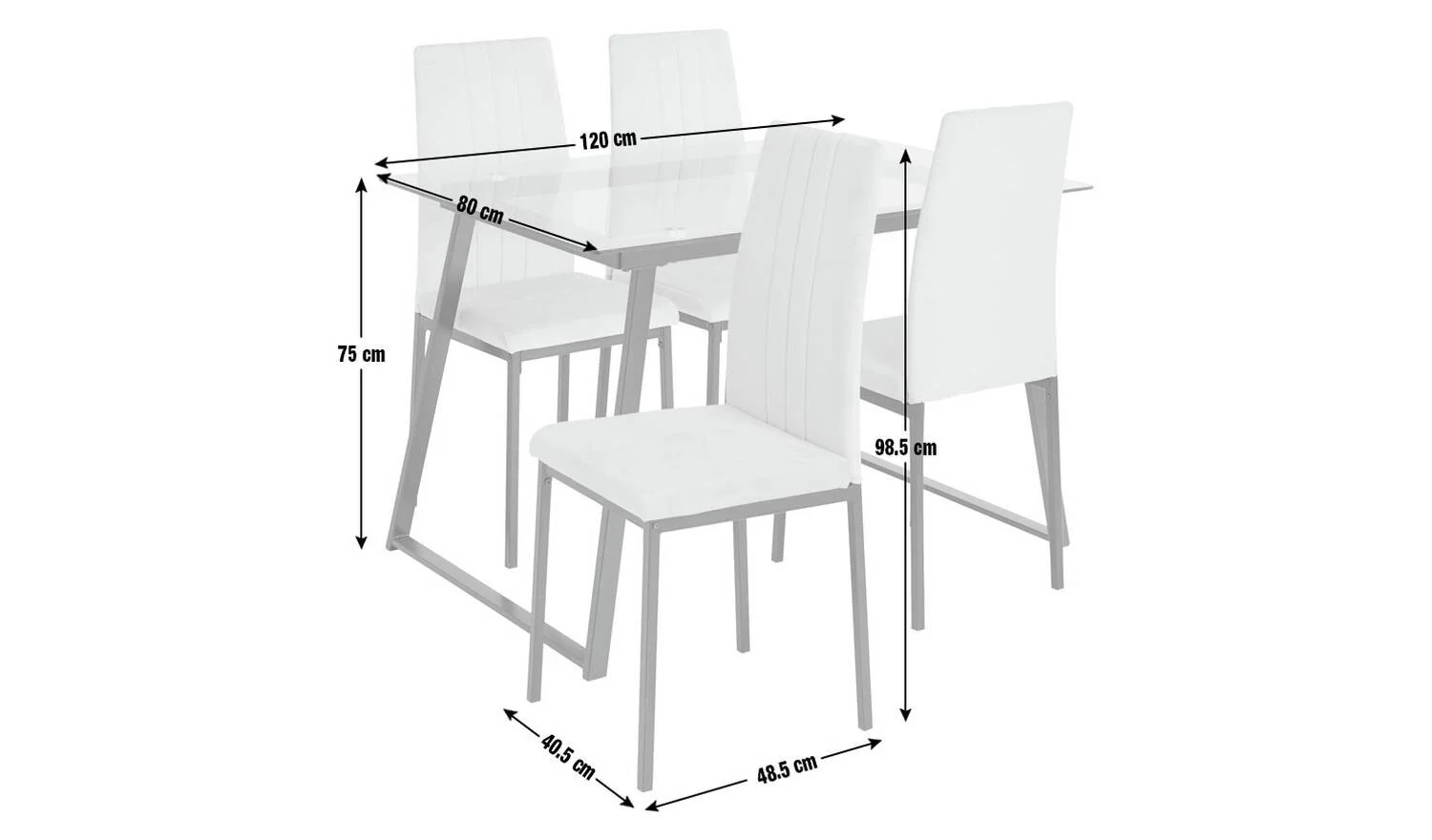 Tyrus Glass Dining Table & 4 Charcoal Chairs Modern Kitchen Furniture Set - Image 2