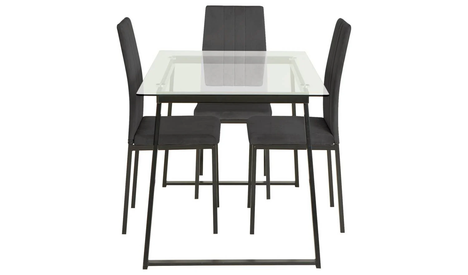 Tyrus Glass Dining Table & 4 Charcoal Chairs Modern Kitchen Furniture Set - Image 3