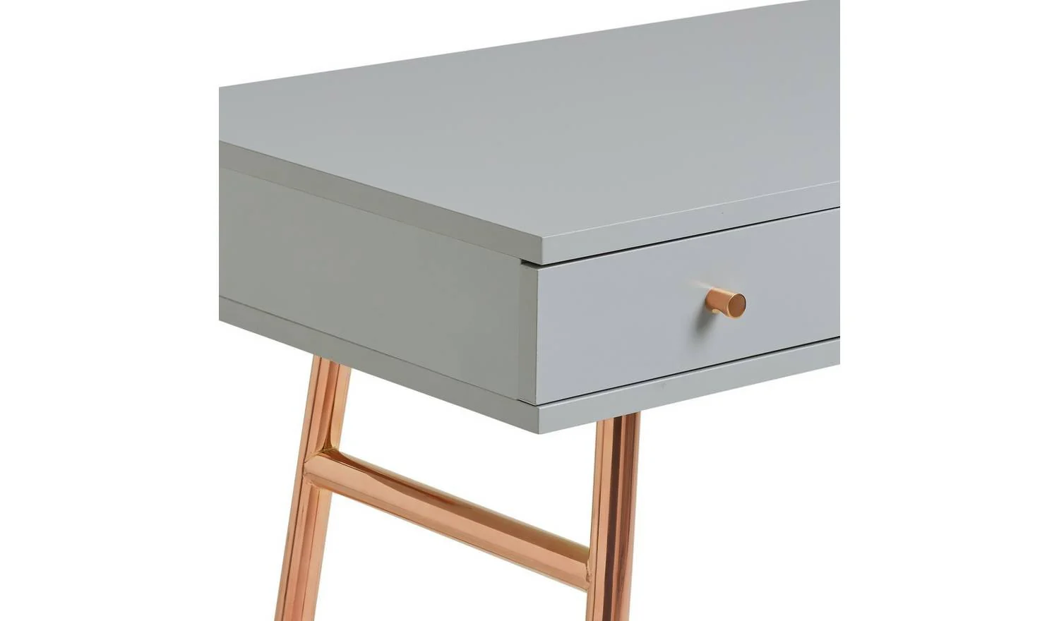 Valence 2 Drawer Office Desk Grey & Rose Gold Modern Home Office Furniture - Image 4