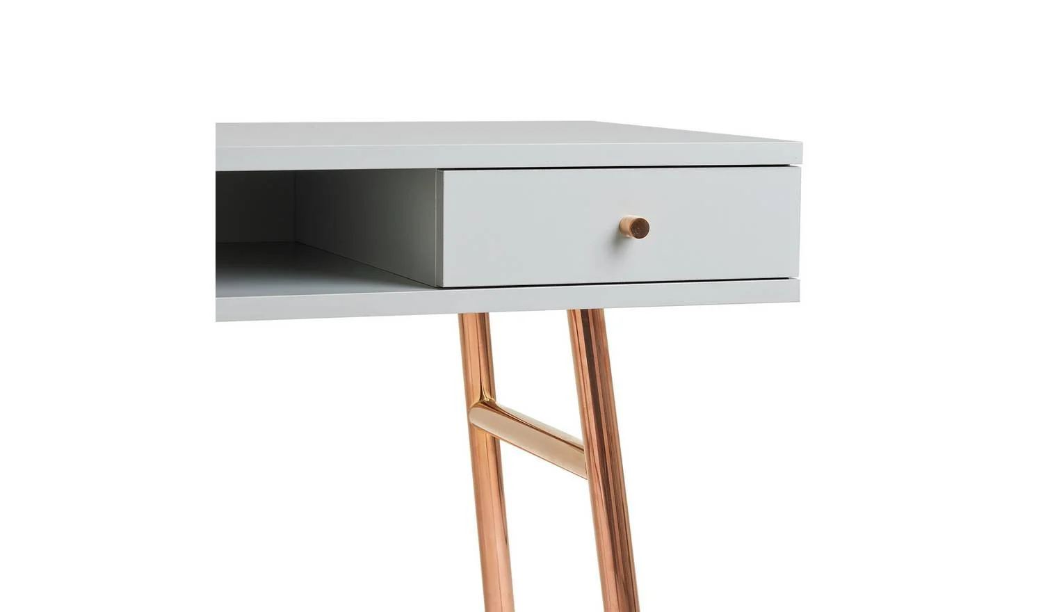 Valence 2 Drawer Office Desk Grey & Rose Gold Modern Home Office Furniture - Image 7