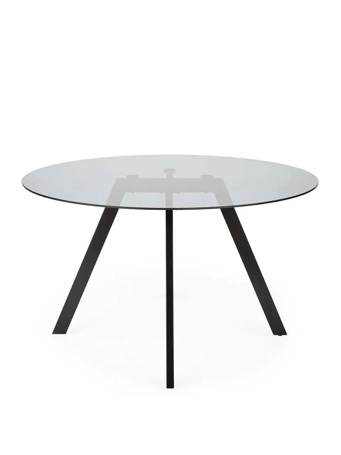 Very Home Marlow 130 cm Round Elegant Dining Table Black Clear Glass TOP - Image 2