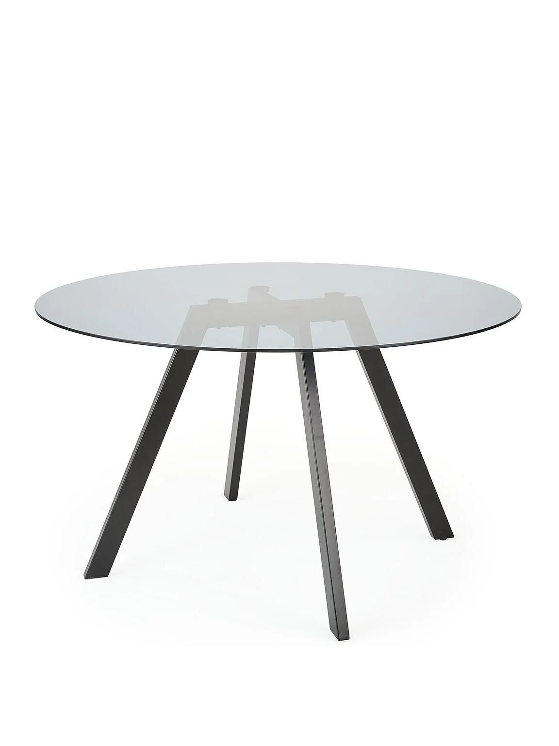 Very Home Marlow 130 cm Round Elegant Dining Table Black Clear Glass TOP - Image 3