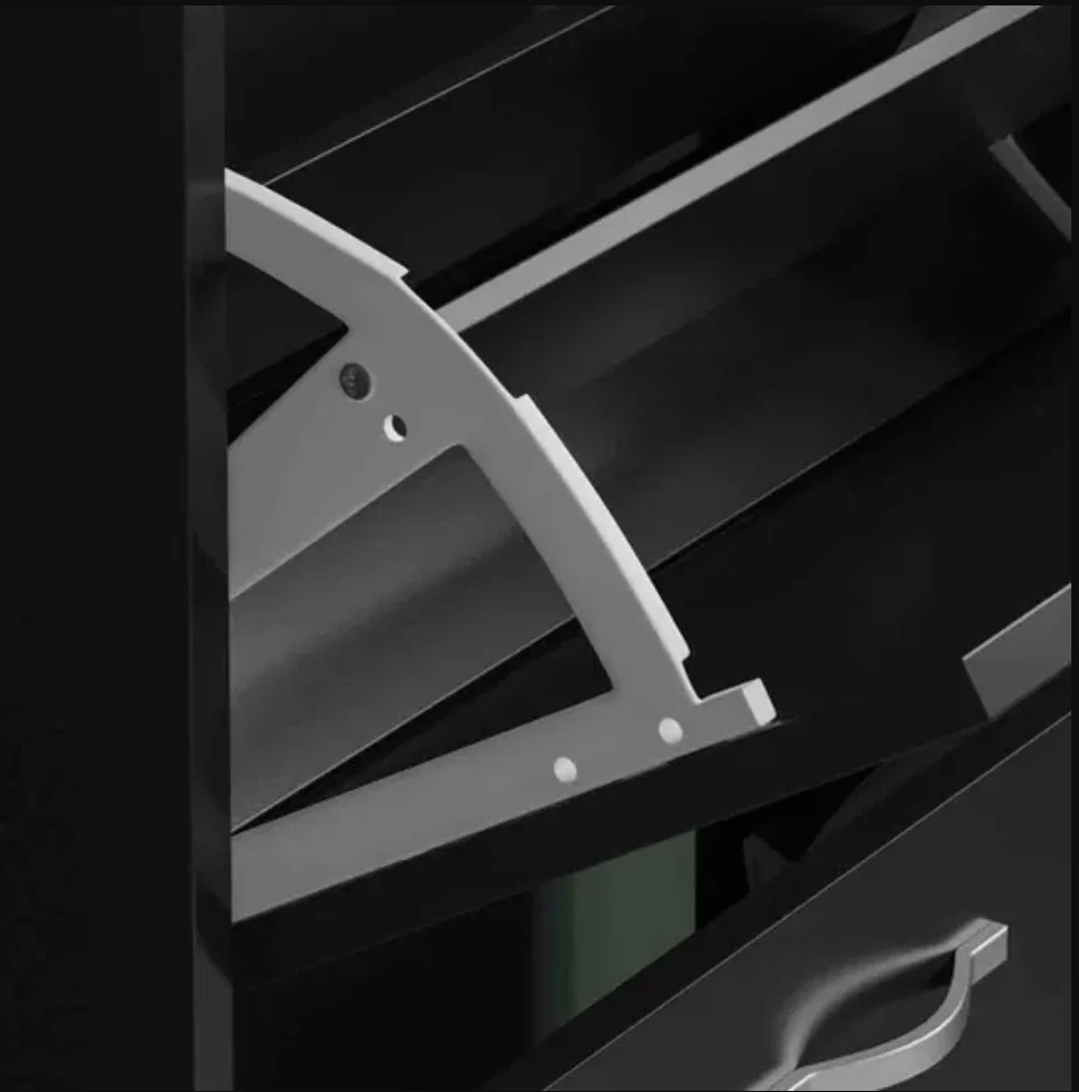 Vida Designs 2 Drawer Shoe Cabinet Flip Drawer Storage Cupboard Black - Image 4