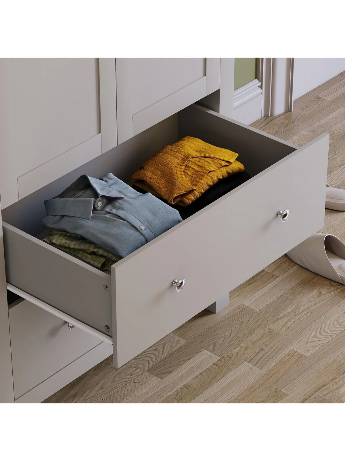 Vida Designs Arlington 2 Door 2 Drw Wardrobe Grey Functional Bedroom Furniture - Image 4