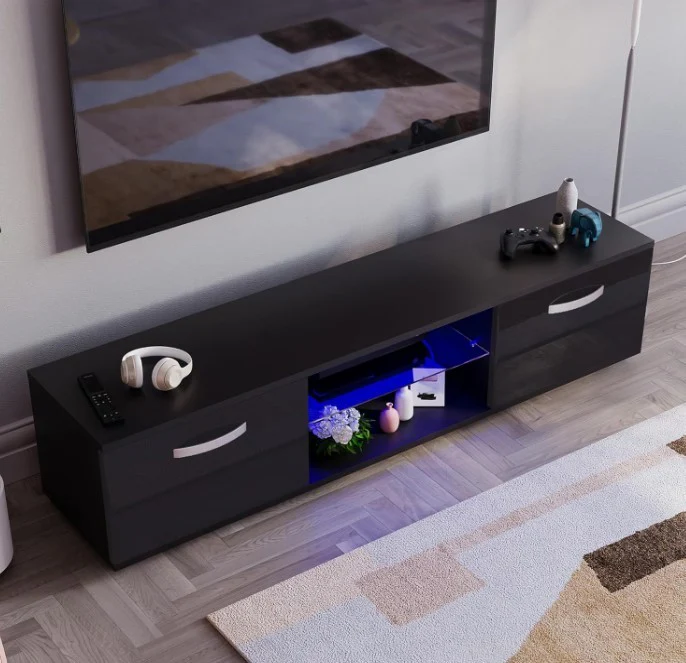 Vida Designs Cosmo 2 Door LED TV Unit 160cm Black Modern Media Storage - Image 5