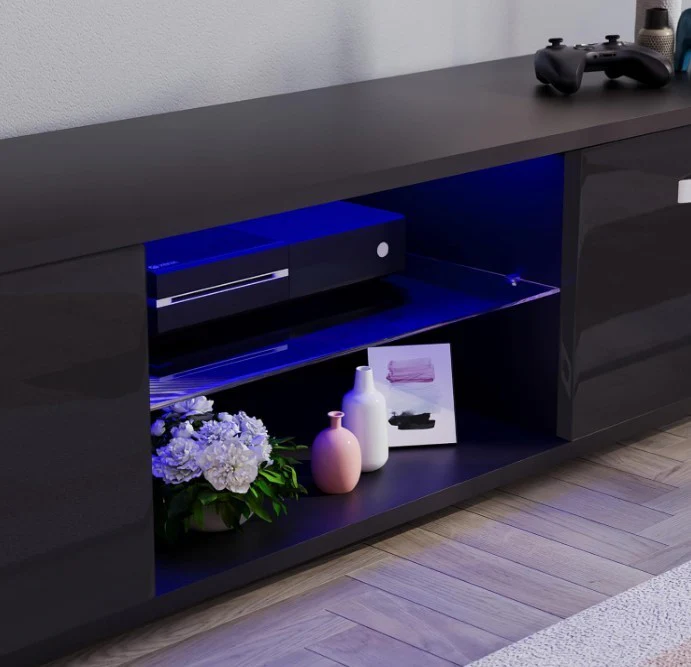 Vida Designs Cosmo 2 Door LED TV Unit 160cm Black Modern Media Storage - Image 6