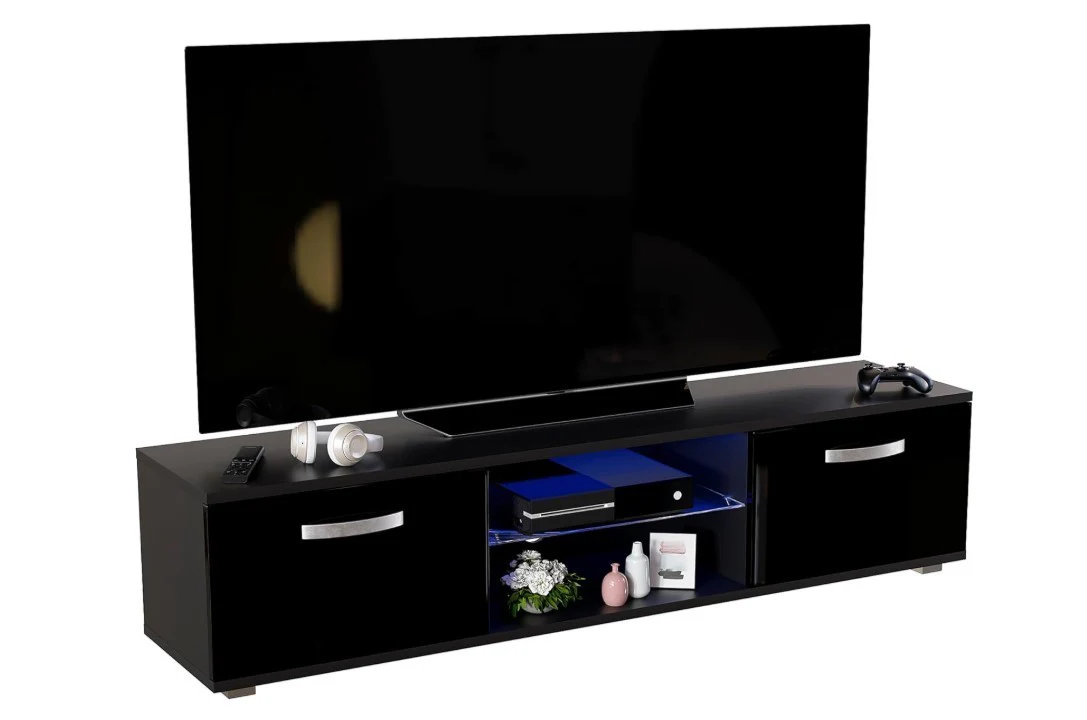 Vida Designs Cosmo 2 Door LED TV Unit 160cm Black Modern Media Storage - Image 8