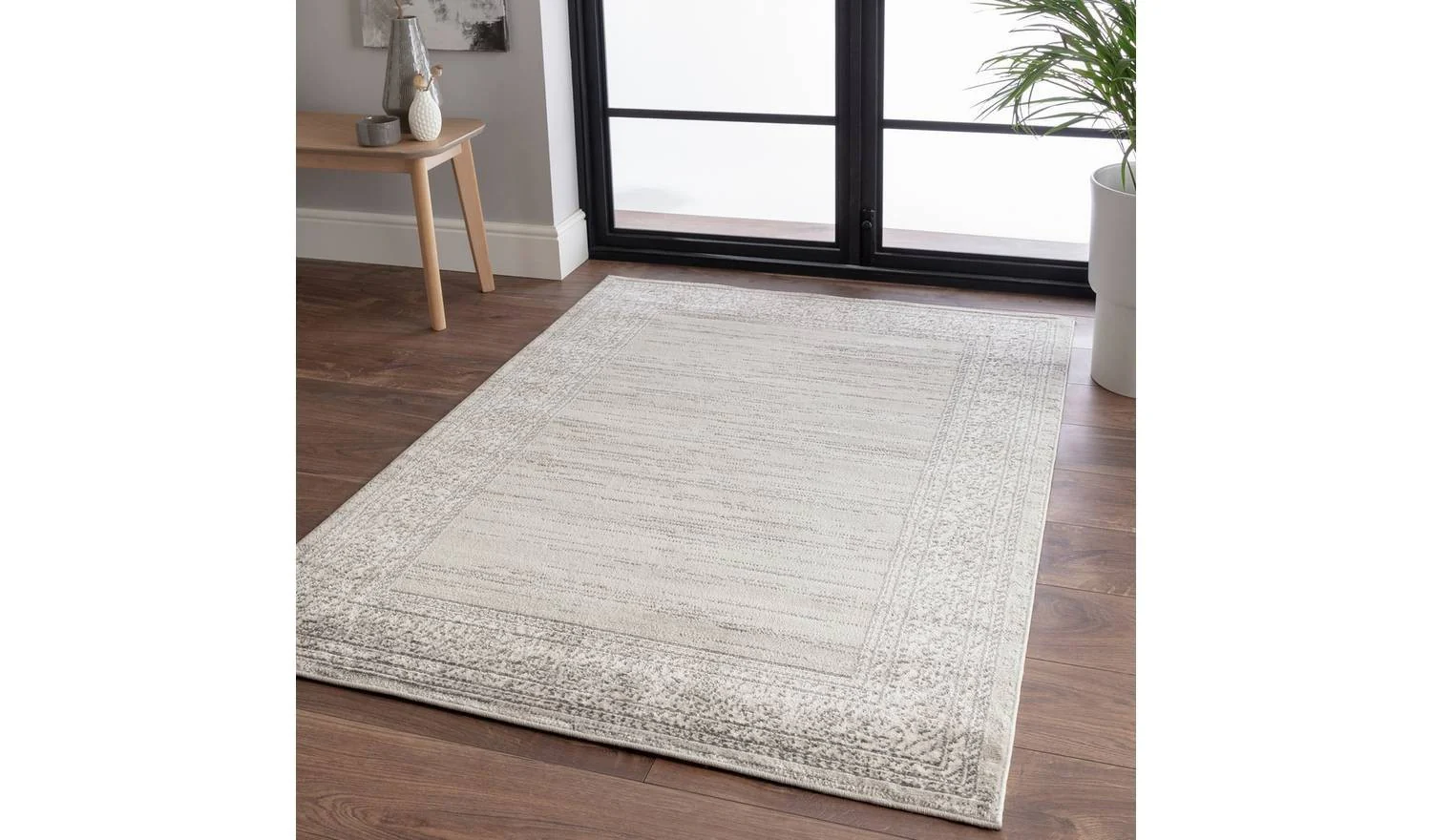 Vintage Border Cream Cut Pile Rug 170x120cm Patterned Living Room Floor - Image 2