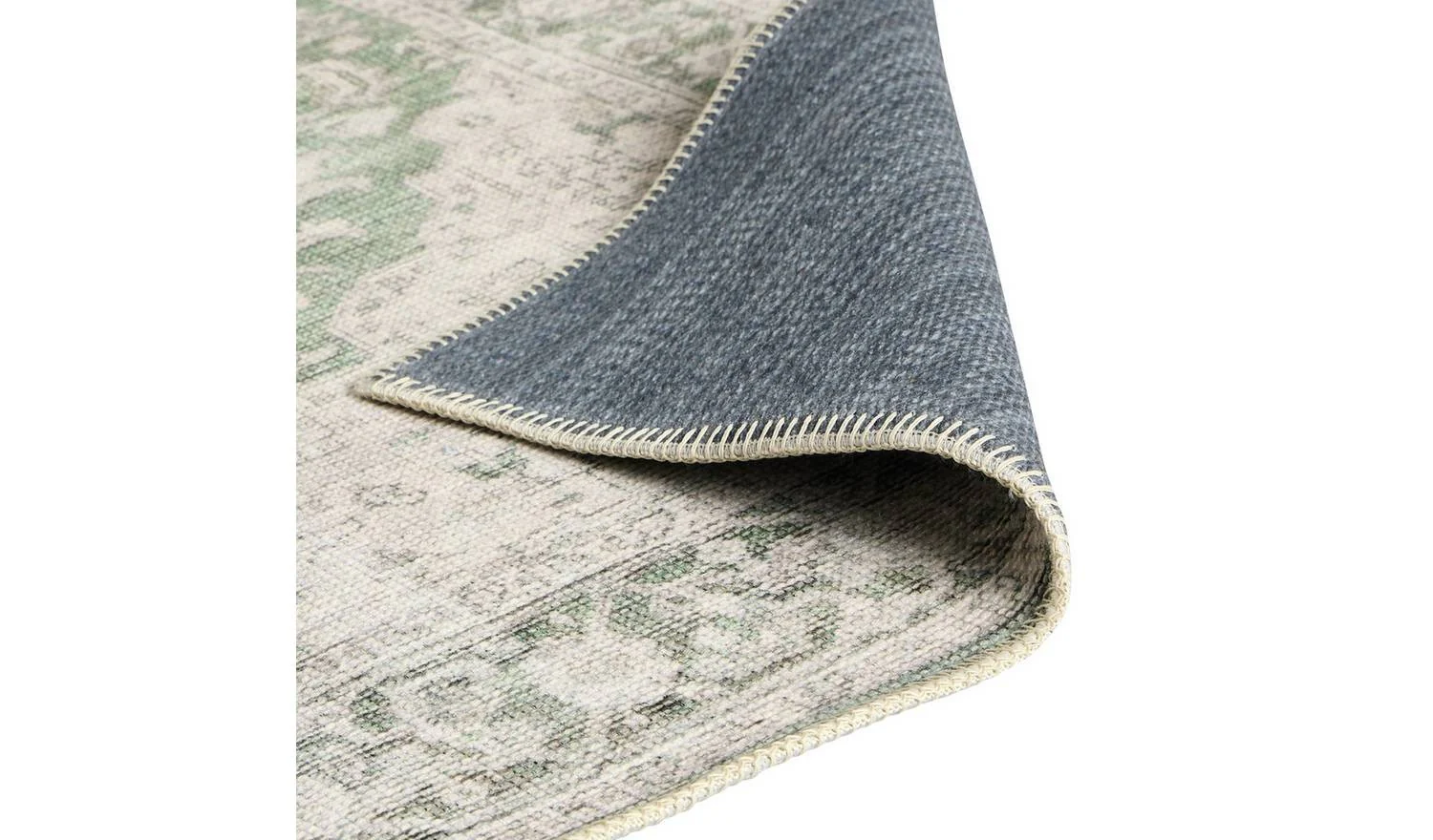 Vintage Effect Green Flatweave Rug - 160x230cm - Image 4