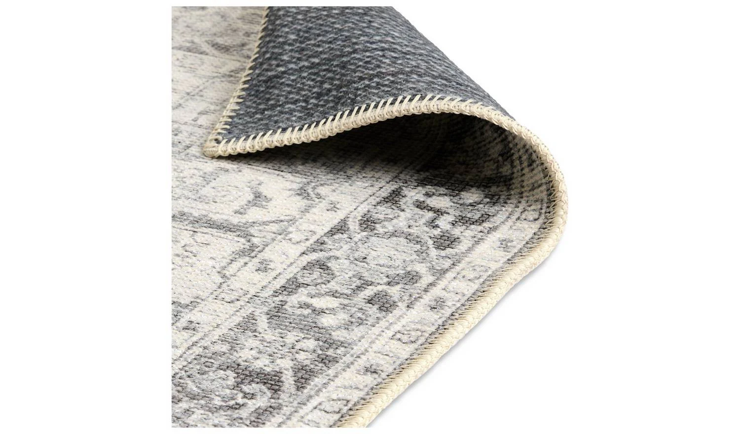 Vintage Effect Grey Flatweave Rug 120x170cm Distressed Living Room Floor - Image 4
