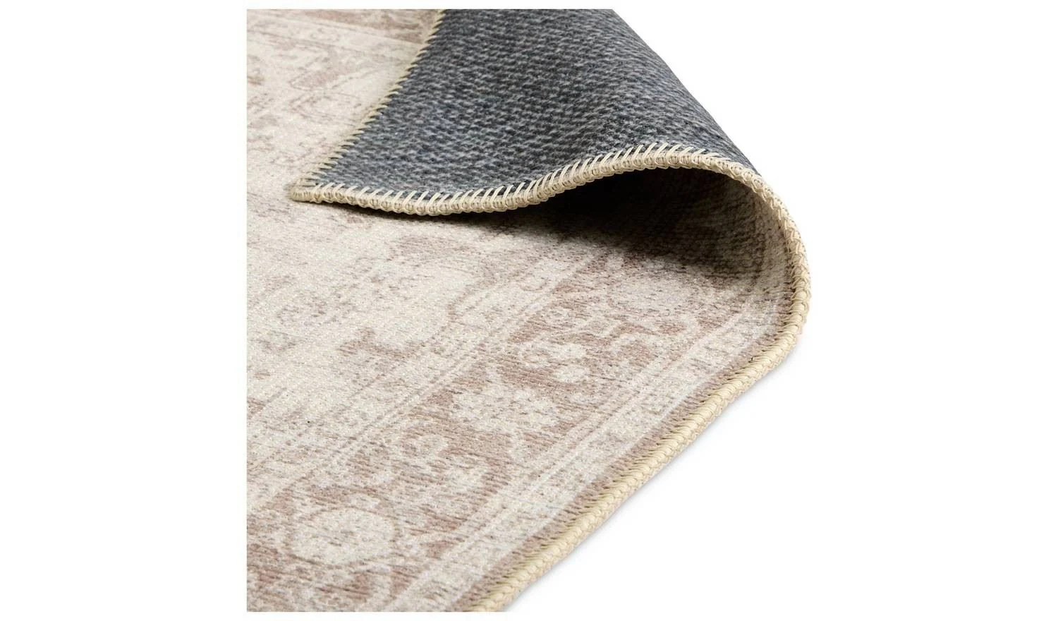 Vintage Effect Neutral Flatweave Rug 120x170cm Distressed Living Room - Image 4
