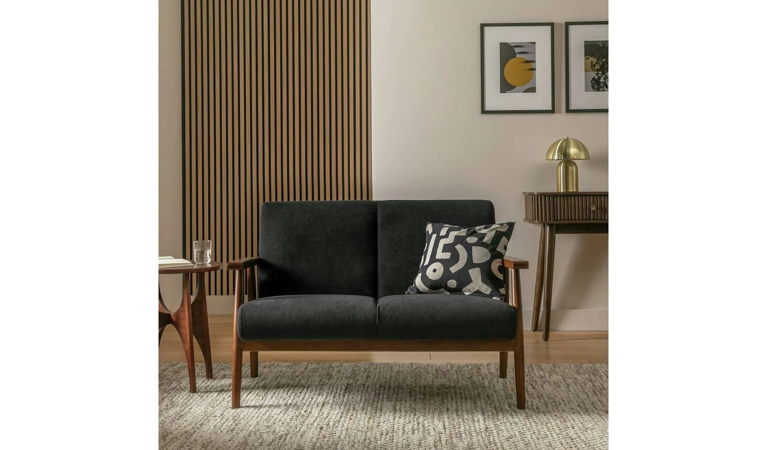 Watson Fabric 2 Seater Sofa Grey Easy Assembly Compact - Image 4