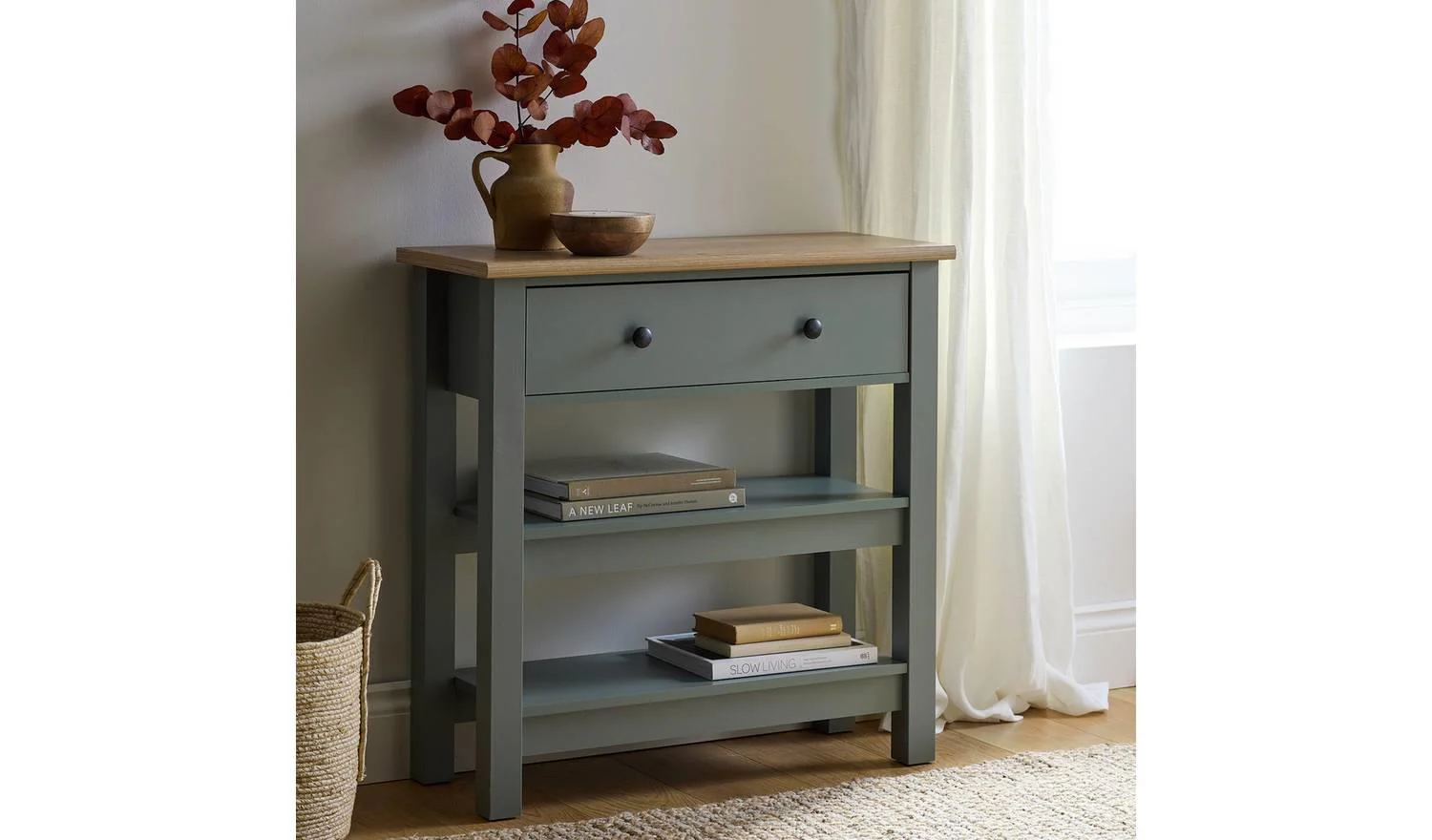 Winchester 1 Drawer Console Table Green For Living Room Bedroom UK - Image 2