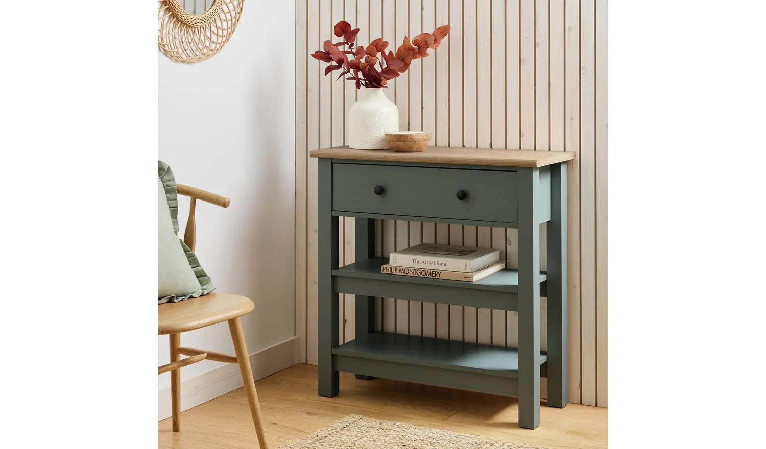 Winchester 1 Drawer Console Table Green For Living Room Bedroom UK - Image 4