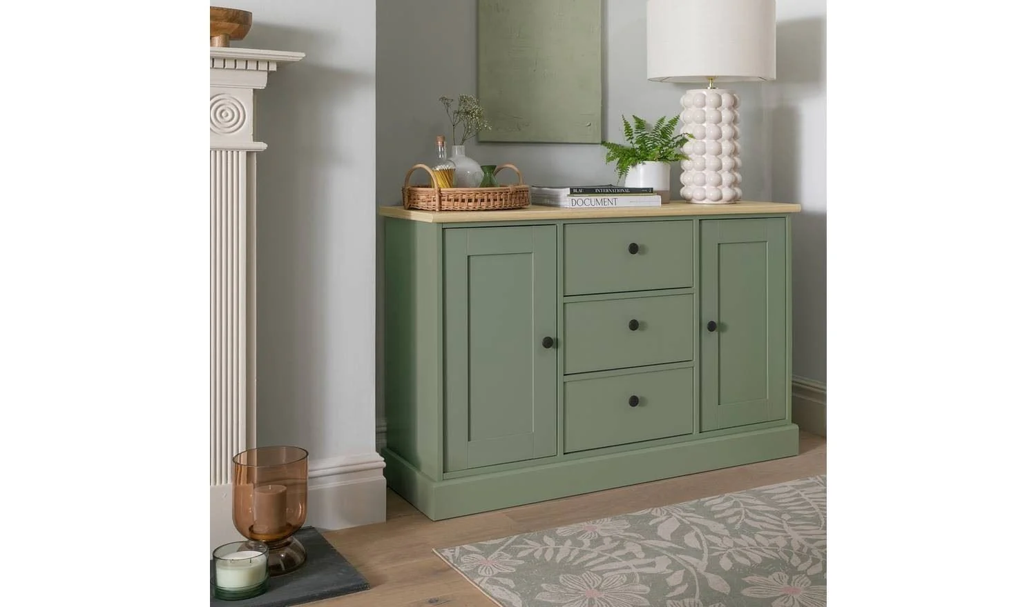 Winchester 2 Door 3 Drawer Sideboard Reed Green Stylish and Functional Storage - Image 2