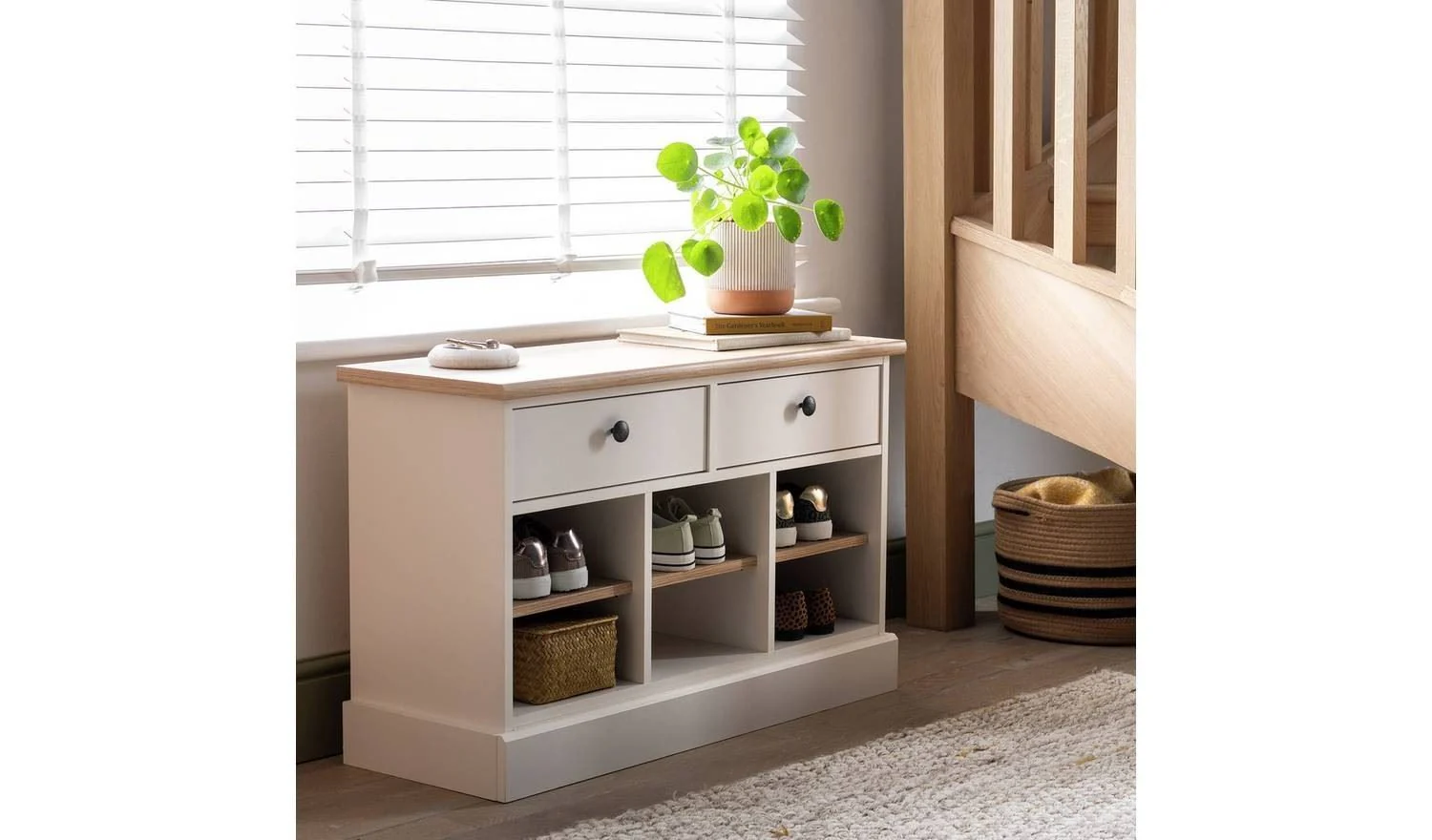 Winchester Shoe Storage Bench - Cream - Image 2