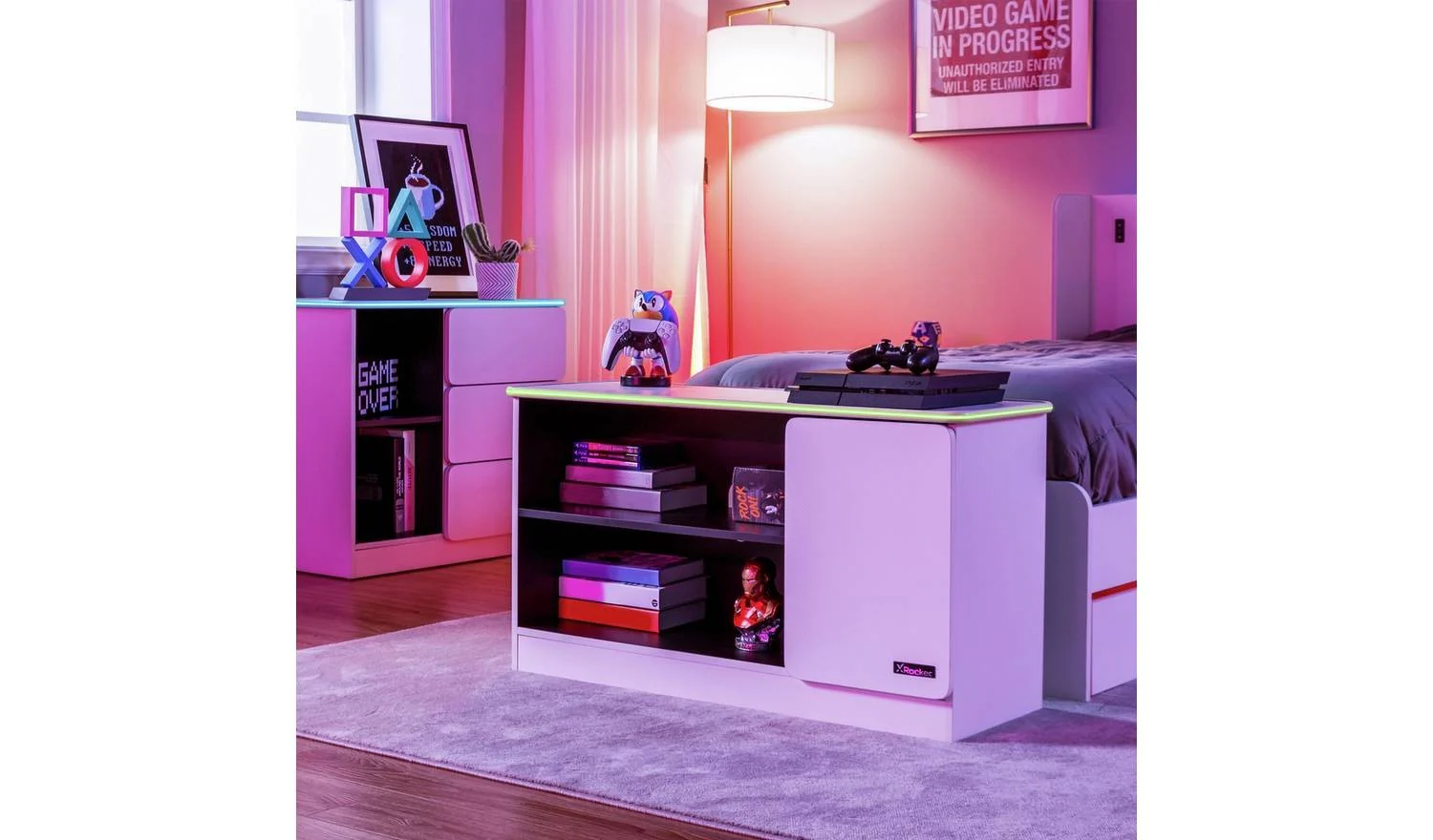 X Rocker Carbon Tek LED Media Unit White Modern Entertainment Centre - Image 6