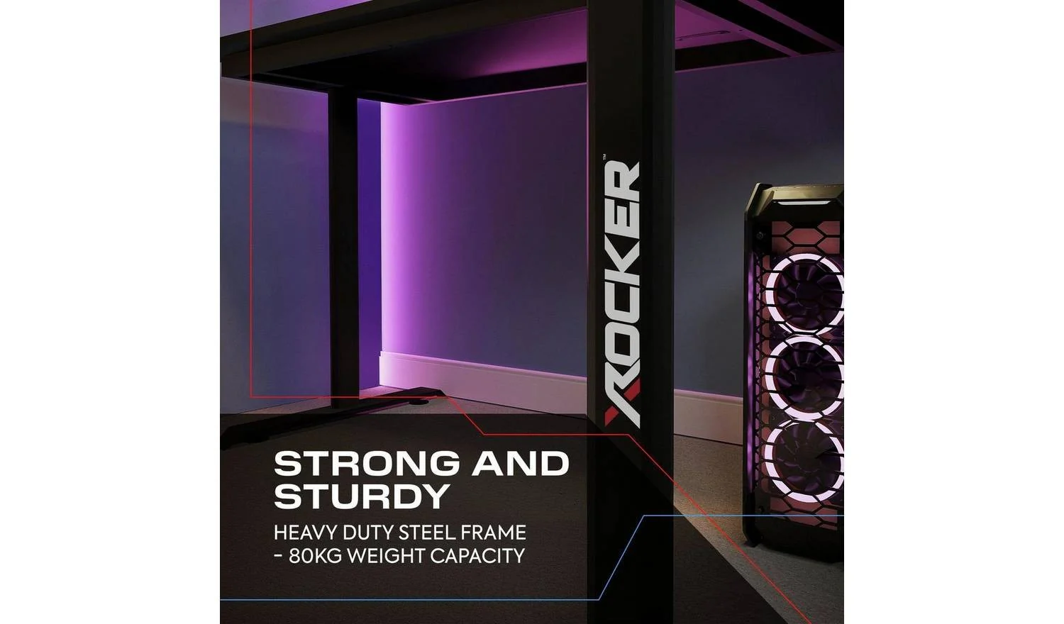X Rocker Panther XL Reversible Corner Gaming Desk Black L Shaped - Image 3