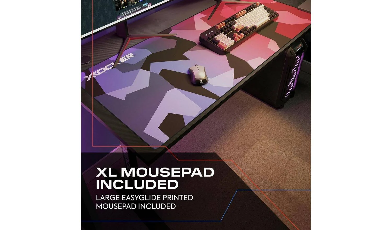 X Rocker Panther XL Reversible Corner Gaming Desk Black L Shaped - Image 4