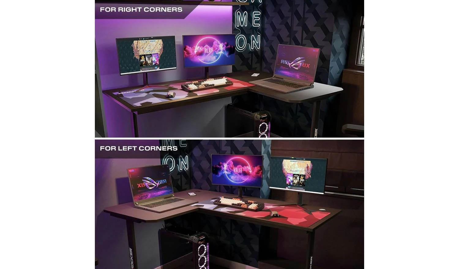 X Rocker Panther XL Reversible Corner Gaming Desk Black L Shaped - Image 6