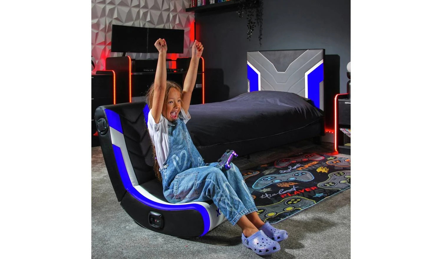 X Rocker Solo eSports 2.0 Audio Junior Gaming Chair Blue Kids - Image 7