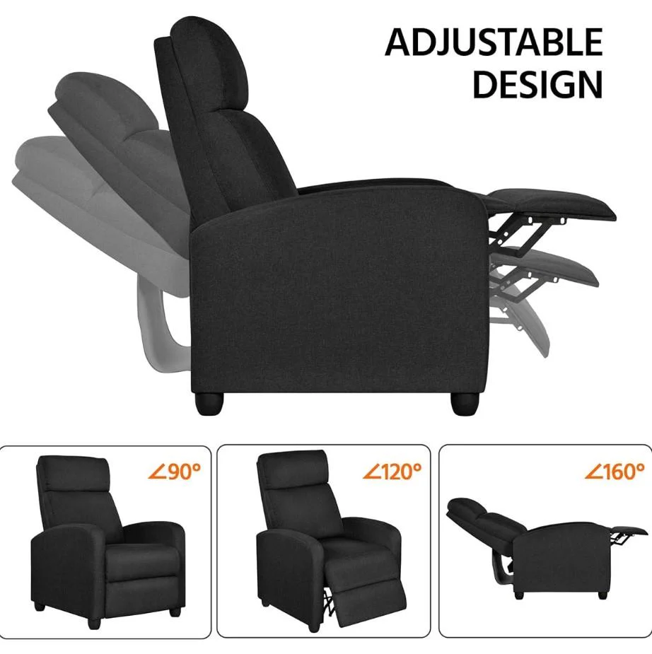 Yaheetech Recliner Chair Sofa Black Living Room Bedroom Furniture - Image 5