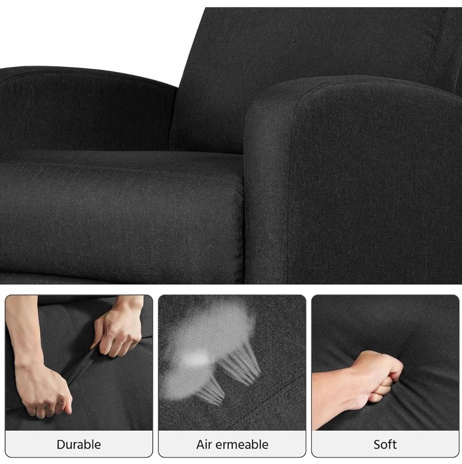 Yaheetech Recliner Chair Sofa Black Living Room Bedroom Furniture - Image 6