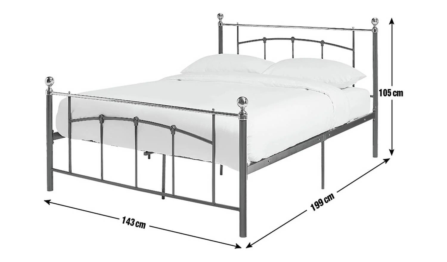 Yani Double Metal Bed Frame White Bedroom Furniture Industrial - Image 3
