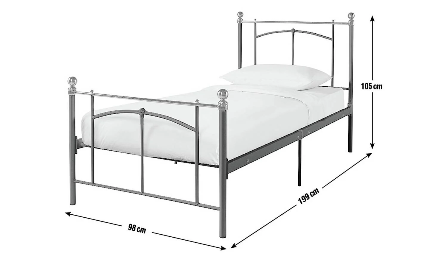 Yani Single Metal Frame Black For Guest Room Kids Bedroom - Image 2