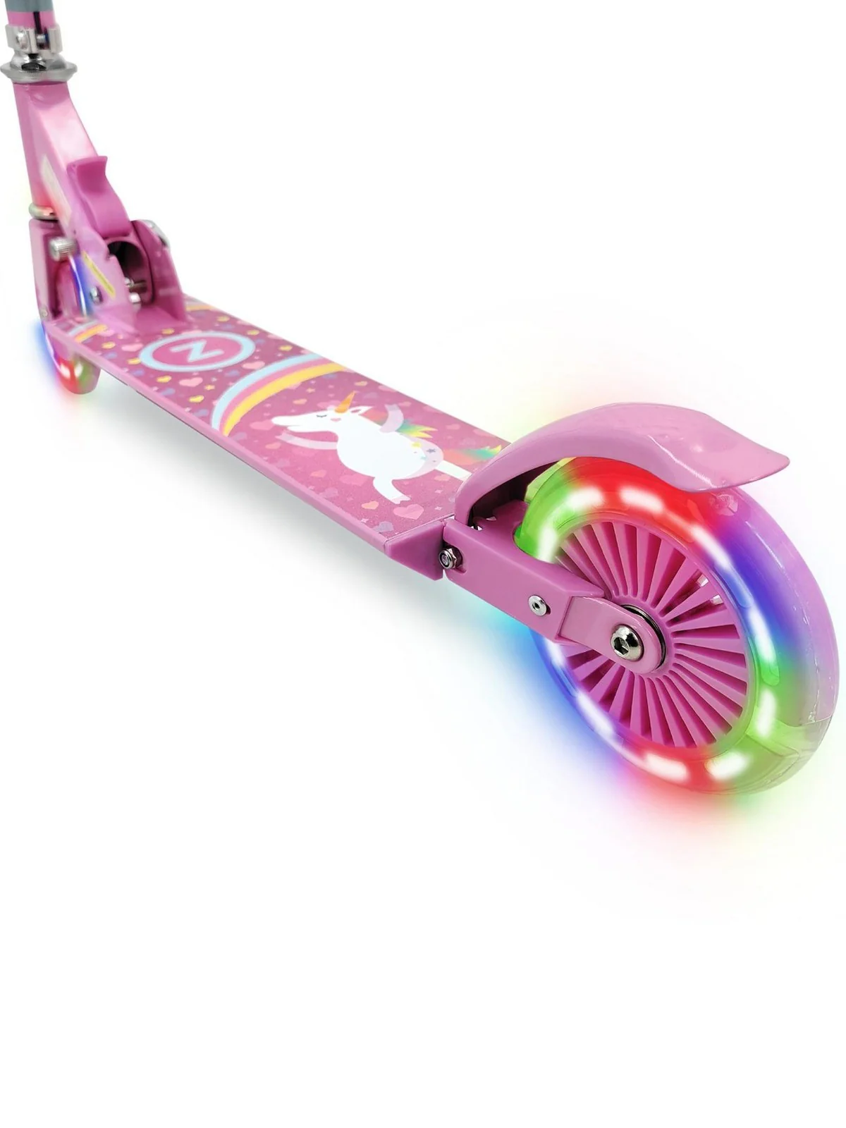 Zinc Two Wheeled Folding Light Up Explorer Scooter Unicorn Kids UK - Image 2